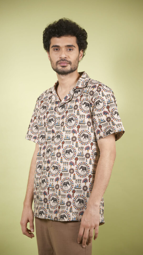 Boho Warli Printed Shirt (Maroon)