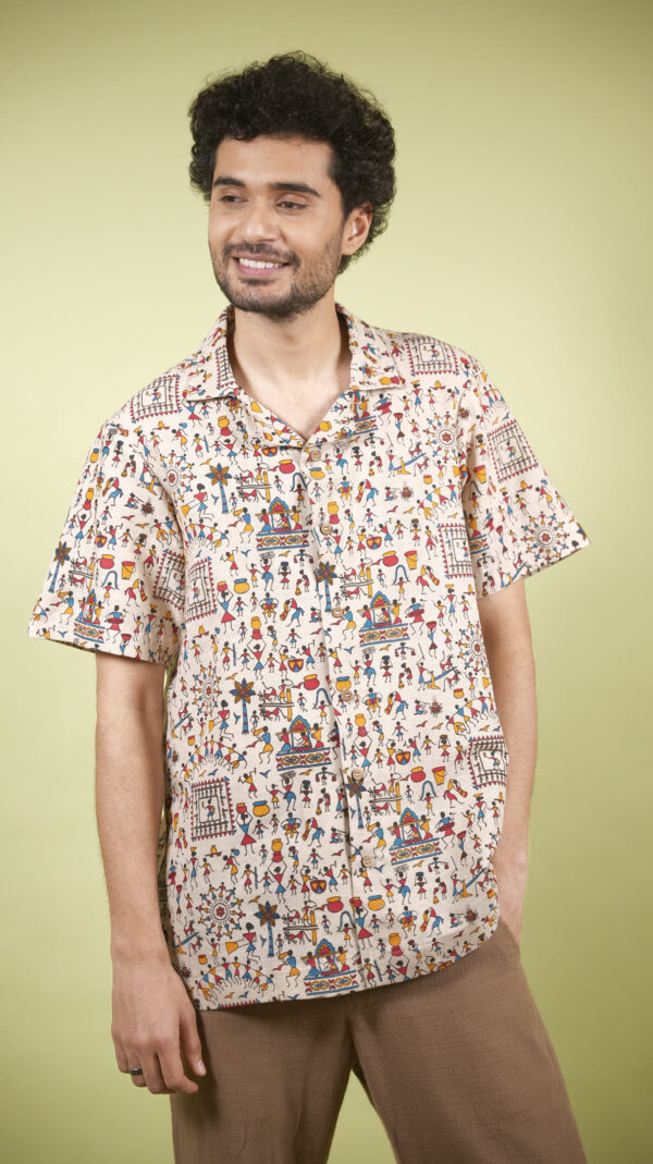 Boho Warli Printed Shirt (Red)